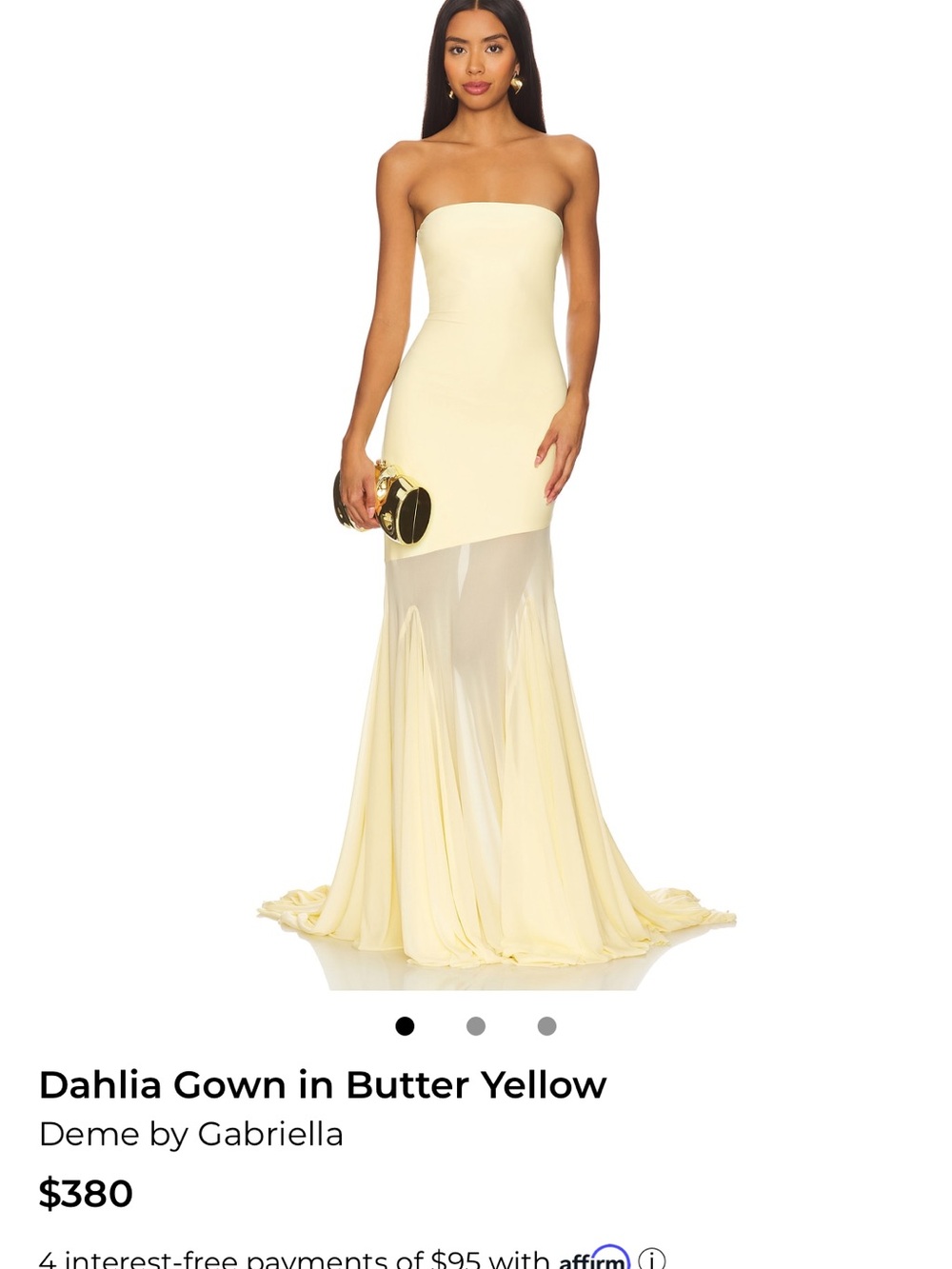 Dahlia Strapless Maxi Gown in Butter Yellow -